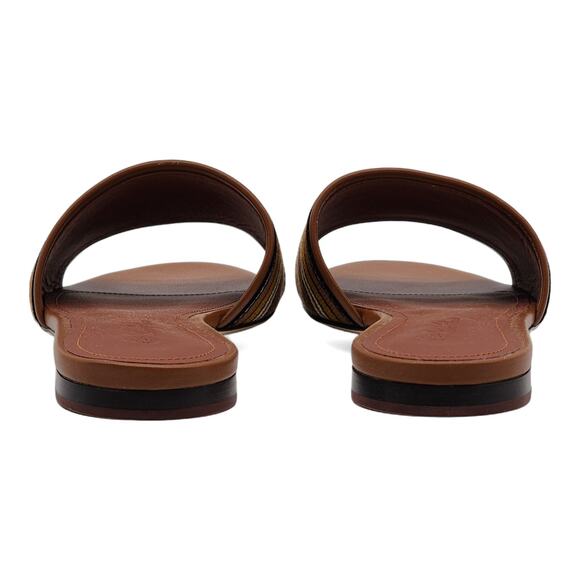 Loro Piana The Suitcase Stripe Flat Sandals in Brown - Picture 5 of 11